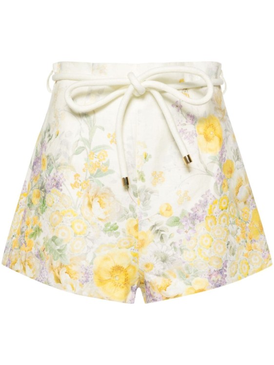 Zimmermann Harmony Floral-print Linen Shorts In White