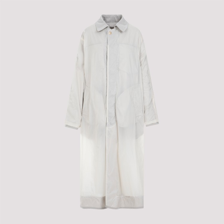 Shop Maison Margiela Sand Polyester Trench Coat In Grey