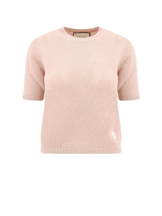 Shop Gucci Cashmere Sweater With Gg Logo Patch In Pink