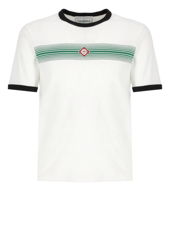 Shop Casablanca Logo Stripe Ringer T-shirt In White