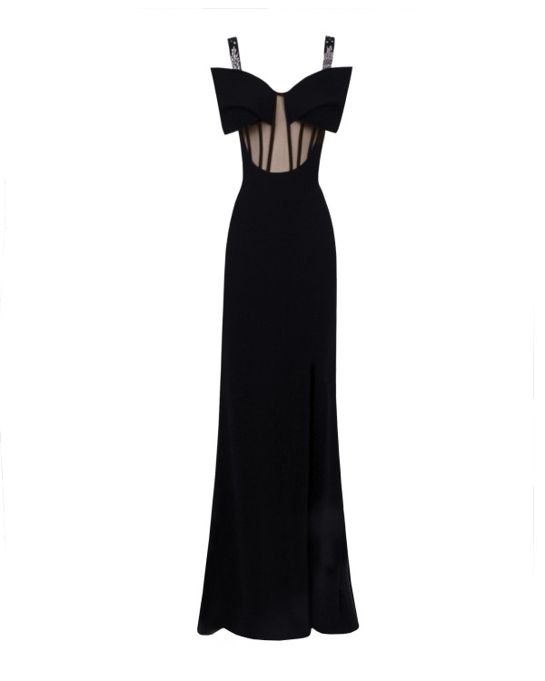 Gemy Maalouf See-through Corset Dress - Long Dresses In Black