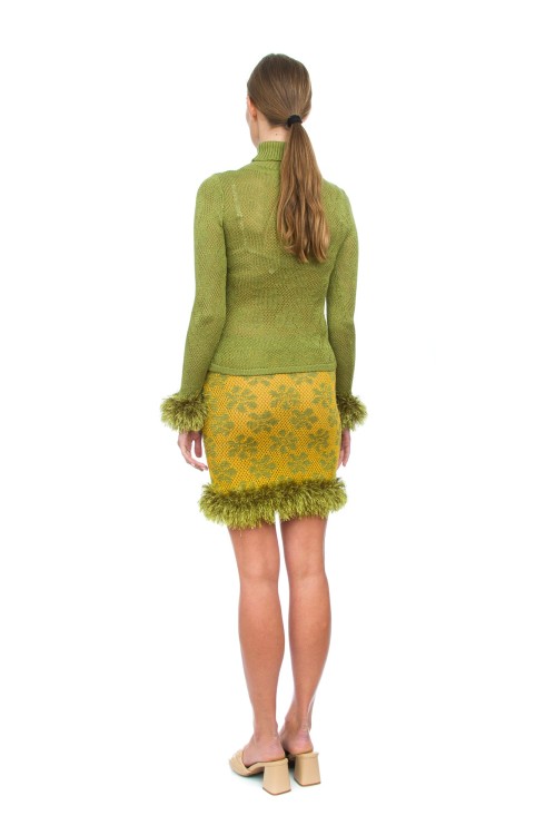 Shop Andreeva Green Knit Turtleneck With Handmade Knit Details