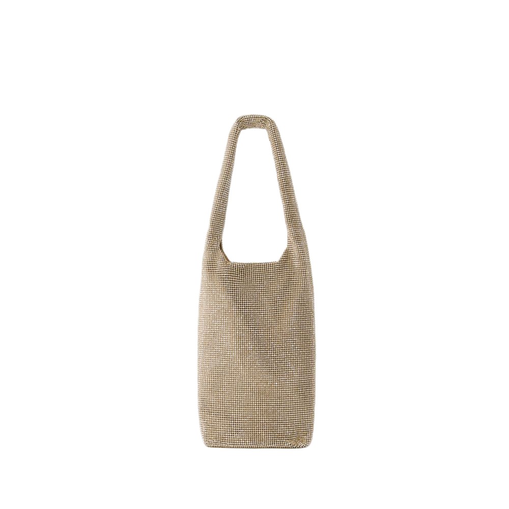 Kara Crystal Mesh Wine Cooler Shoulder Bag - - Mesh - Beige In Neutrals