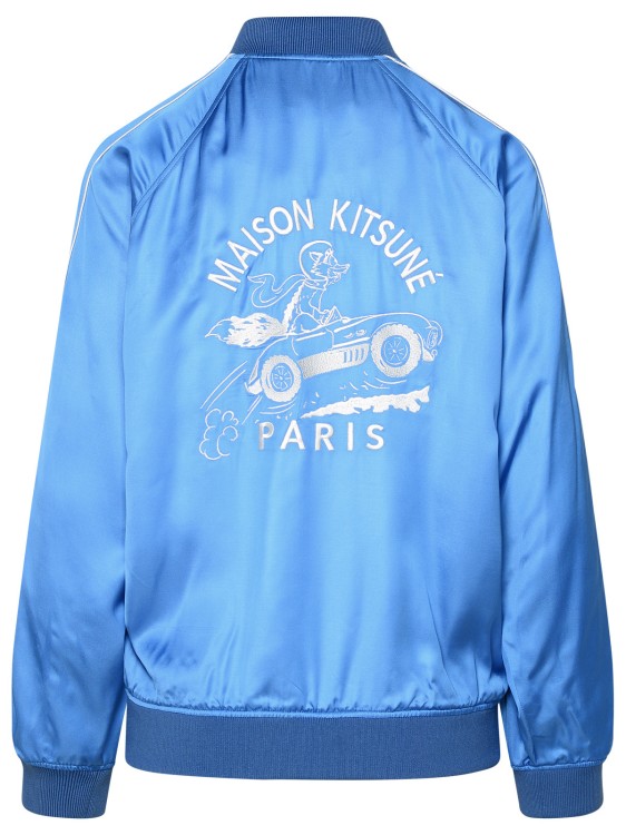 Shop Maison Kitsuné 'teddy' Light Blue Viscose Jacket