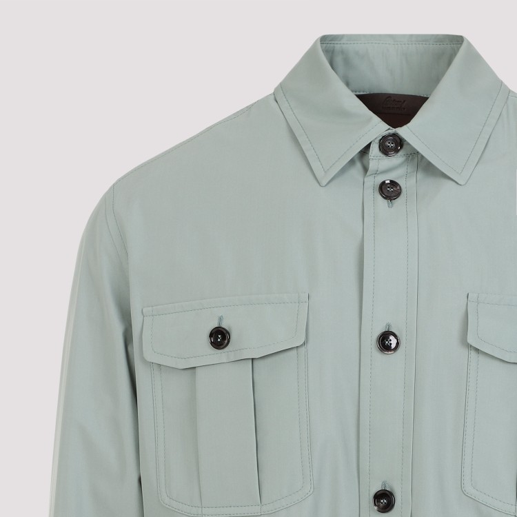 Shop Brioni Blue Water Silk Shirt In Grey