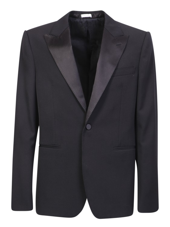 Shop Alexander Mcqueen Black Single-breasted Tailored Jacket In Neutrals