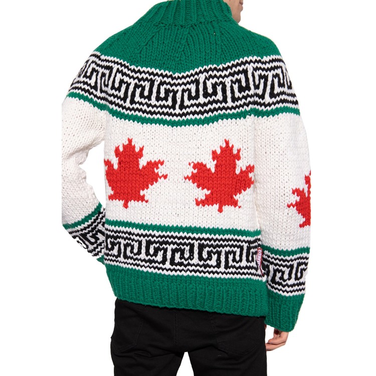 Shop Dsquared2 Patterned Wool Sweater In Green