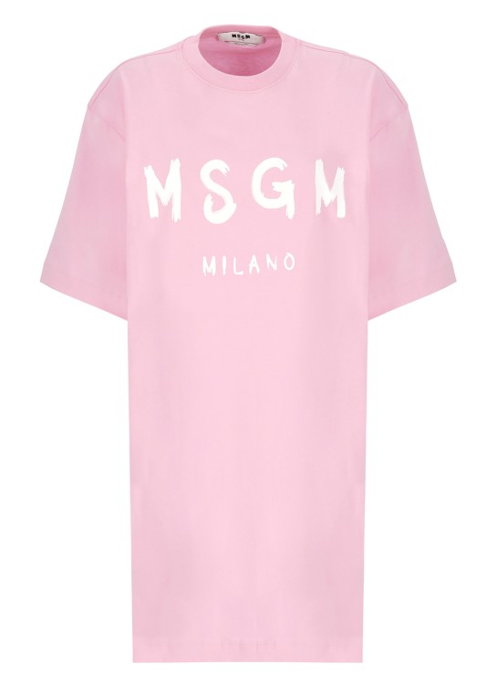 Shop Msgm Dress With Logo In Pink