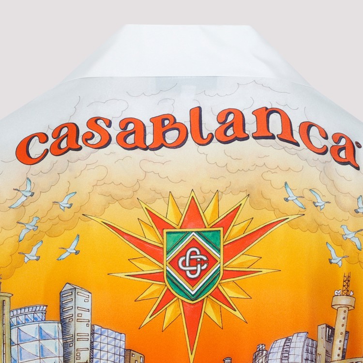 Shop Casablanca Multicolor Silk Cuban Collar Traffic Ls Shirt