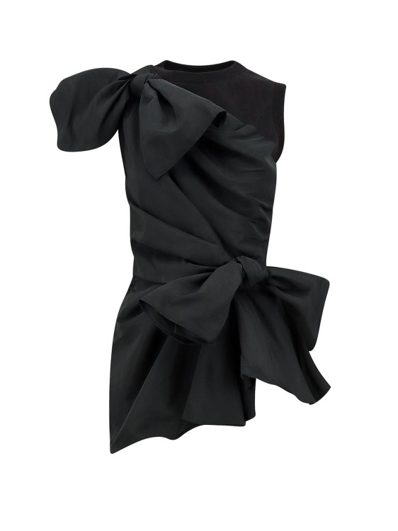 Shop Alexander Mcqueen Taffetà Top With Frontal Bows In Black