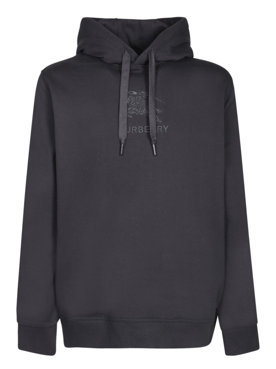 BURBERRY BLACK HOODED SWEATSHIRT WITH EMBROIDERED EQUESTRIAN KNIGHT DESIGN LOGO