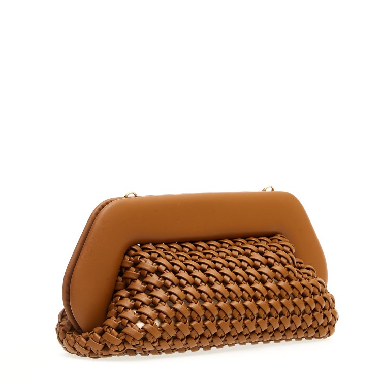 Themoirè Large Braided Leather Clutch In Brown