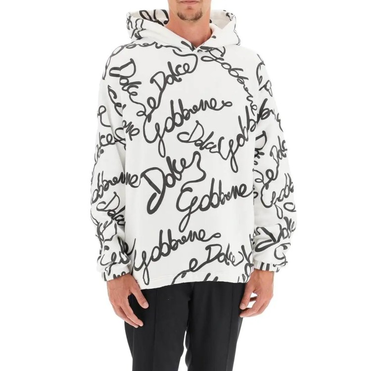 Shop Dolce & Gabbana Logo Hooded Sweatshirt In White