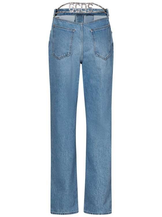 Shop Gcds High-waisted Denim Jeans In Blue