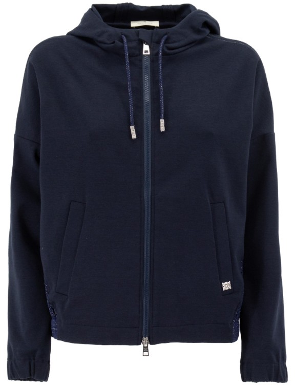 Panicale Blue Knitted Hoodie In Black