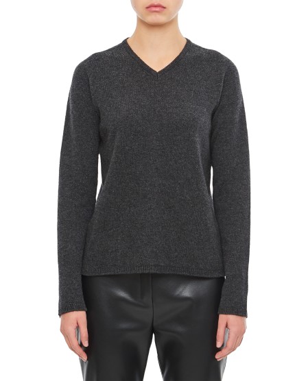 Max Mara Quinto Wool V Neck Slim Sweater In Black