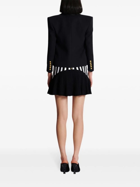 Balmain Cropped Grain De Poudre Edge-to-edge Jacket With 6 Buttons In Black