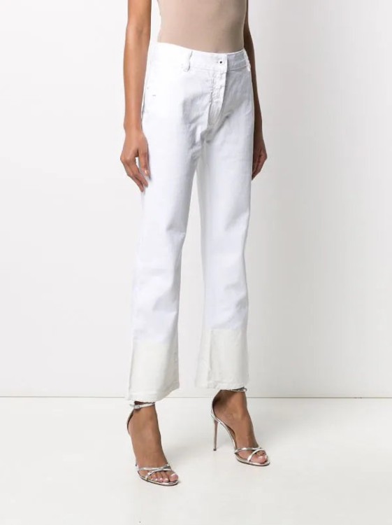 Shop Off-white Contrast Hem Mid-rise Denim Jeans In White