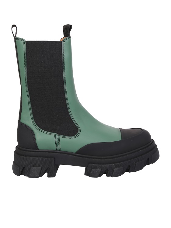 Ganni Colour-block Leather Ankle Boots In Black