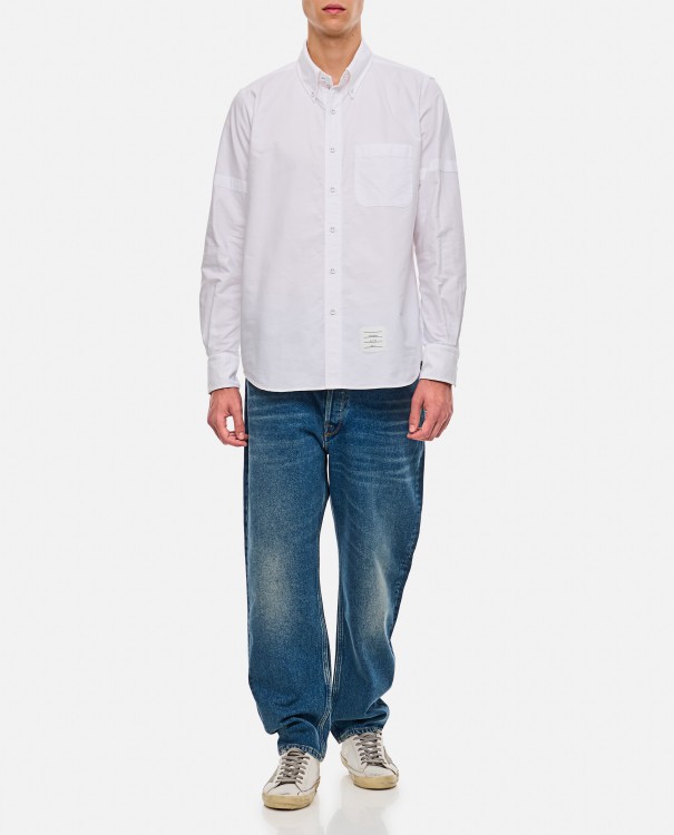 Thom Browne Signature Grosgrain Placket Shirt In White