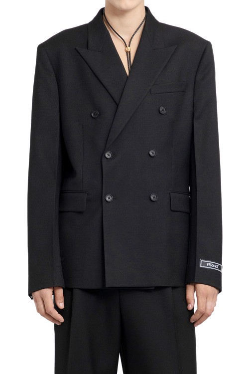 Versace Tailoring Jacket In Wool In Black