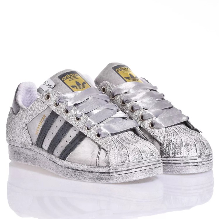 Shop Adidas Originals Silver And Grey Superstar