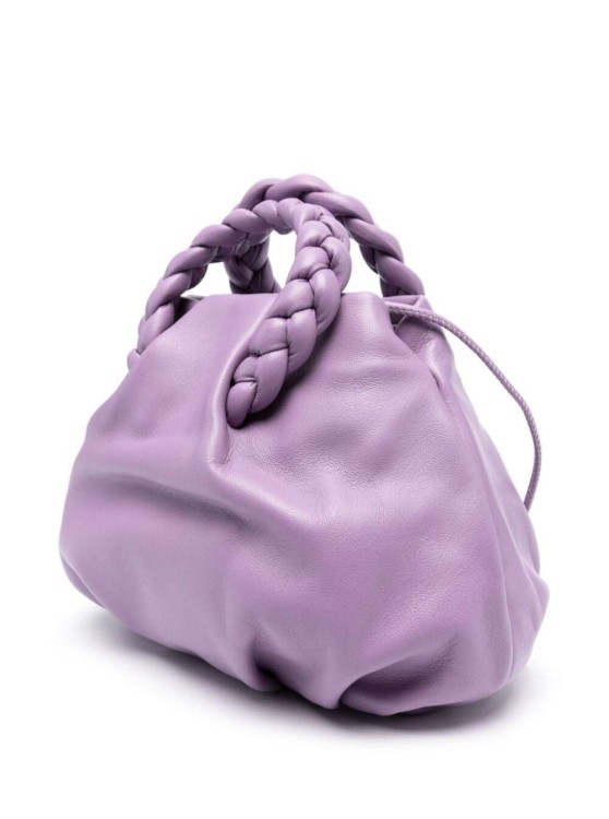 Shop Hereu Bombon' Purple Handbag With Braided Handles In Shiny Leather