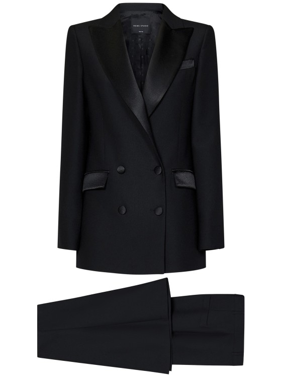 Shop Hebe Studio Bianca Black Cady Suit