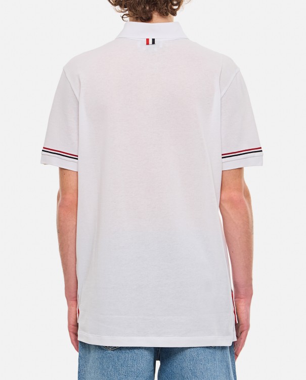 Shop Thom Browne Ribbed Cuff Polo Shirt In White
