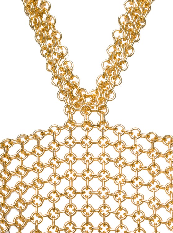 Shop Silvia Gnecchi Gold-tone Crop Top With Halterneck In Metal Mesh In Neutrals