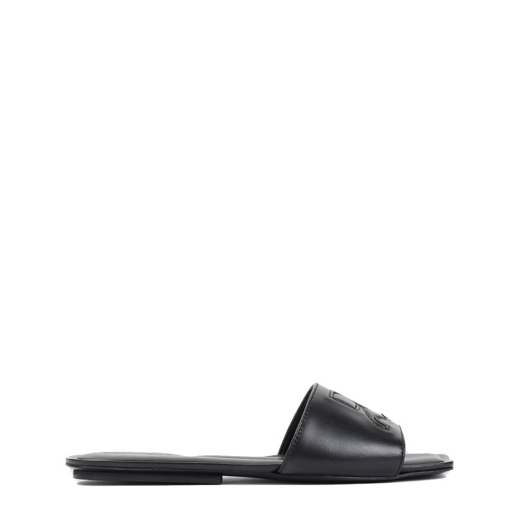 Courrèges Ac Leather Slides Sandal In Black