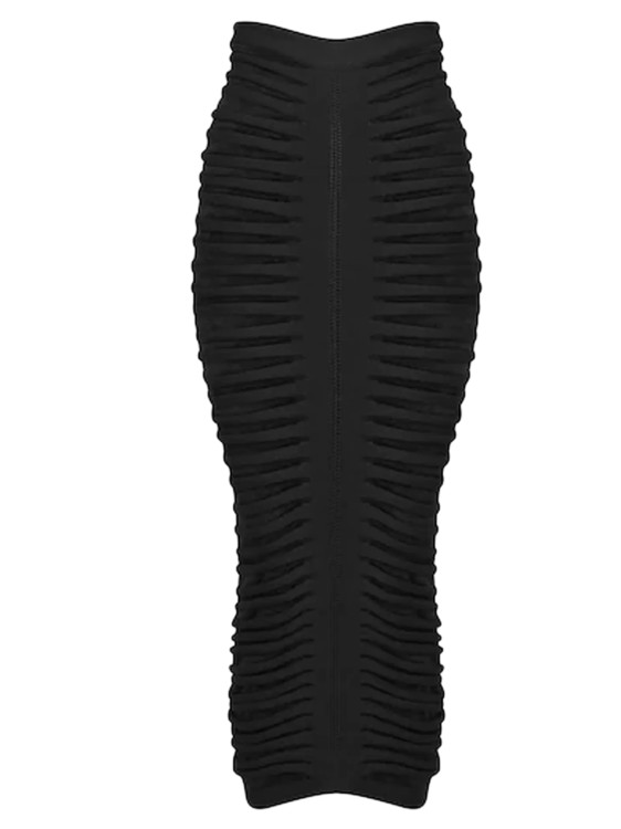 Alaïa 3d Skeleton Velvet Maxi Skirt In Black