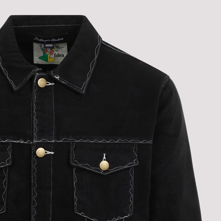 Shop Kidsuper Black Cotton Messy Stitched Work Jacket