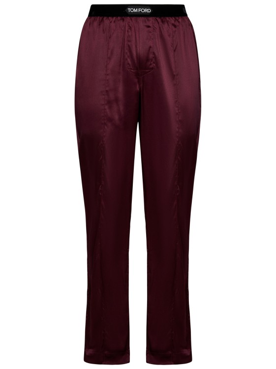 Shop Tom Ford Wine-colored Stretch Silk Pajama Trousers In Black