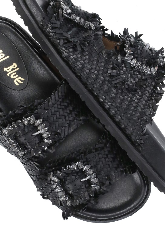 Shop Coral Blue Leather Sandals In Black