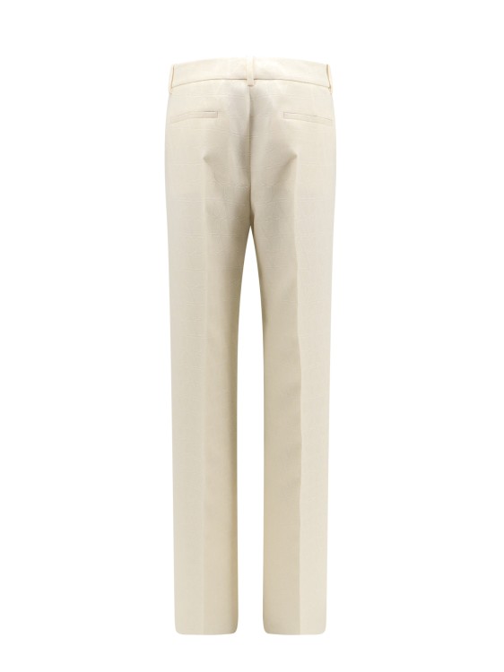 Shop Valentino Wool And Silk Trouser With Toile Iconographe Motif In Neutrals