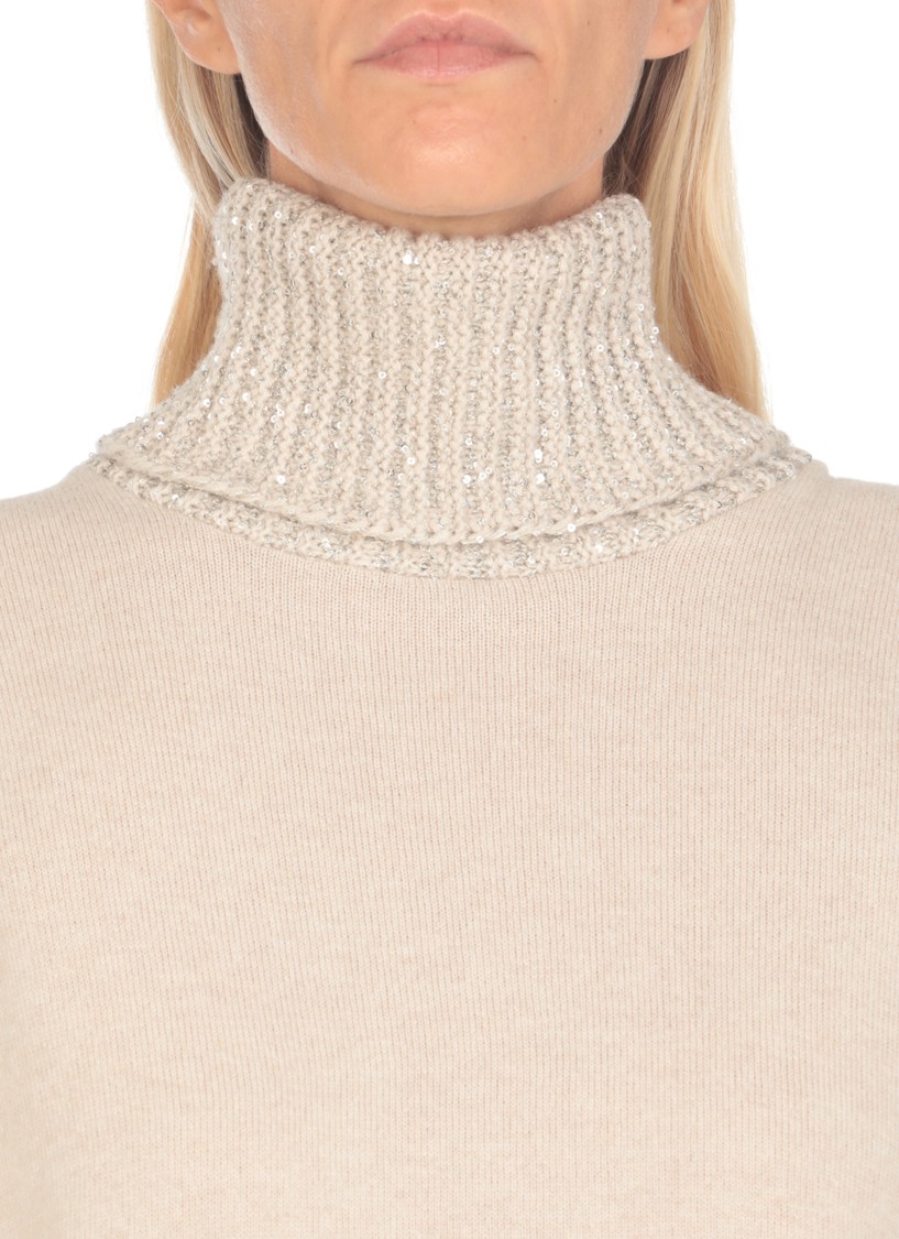 Fabiana Filippi Long-sleeved High-necked Sweater In Neutrals