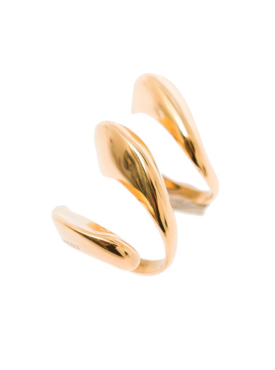 Shop Alexander Mcqueen Gold-colored Twisted Ring In Brass In Not Applicable