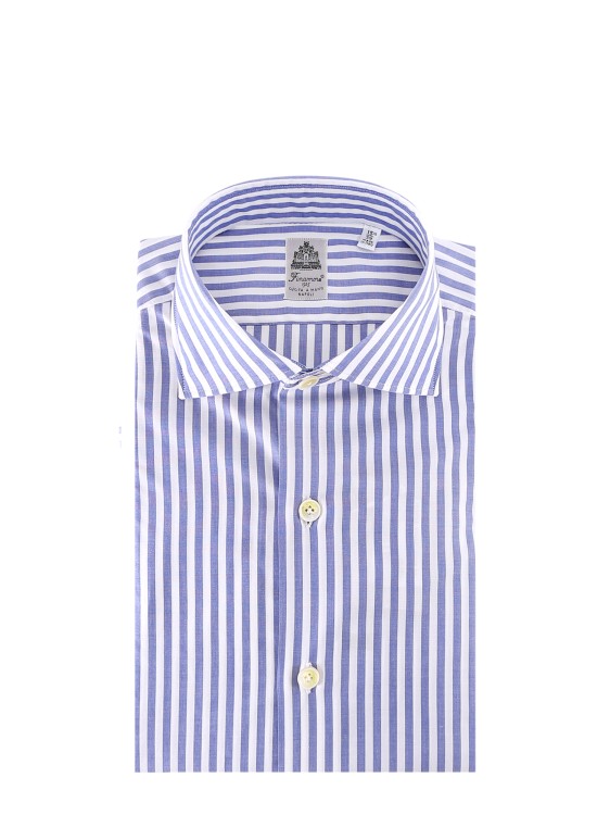 Shop Finamore Blue Cotton Shirt