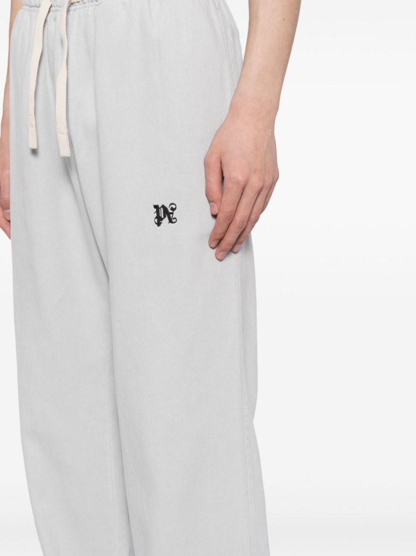 Shop Palm Angels Trousers With Logo In Grey