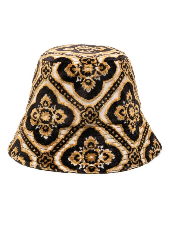 Shop Etro Multicolored Jacquard Bucket Hat In Brown