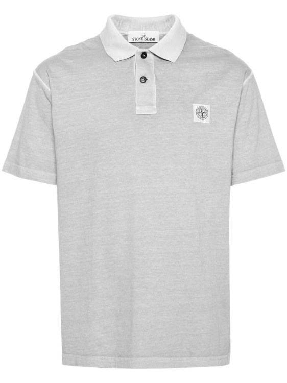 Stone Island Compass-patch Cotton Polo Shirt In Grey