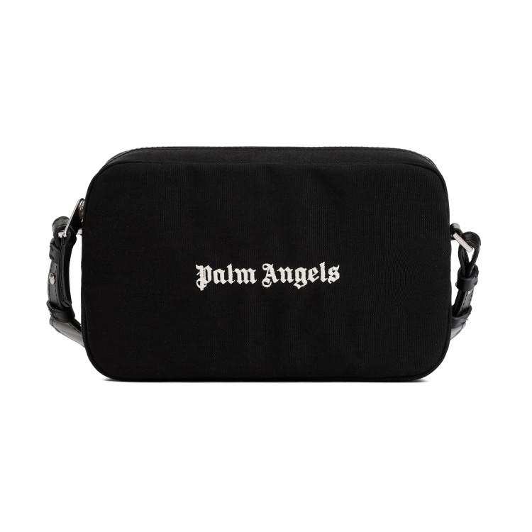 Shop Palm Angels Cordura Logo Black White Polyamide Camera Bag