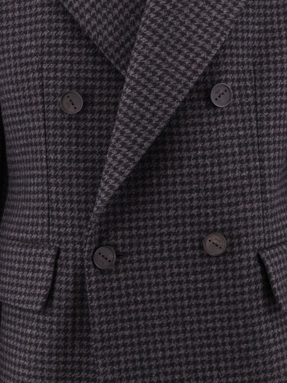 Shop Hevo Pied-de-poule Wool Blend Coat In Grey