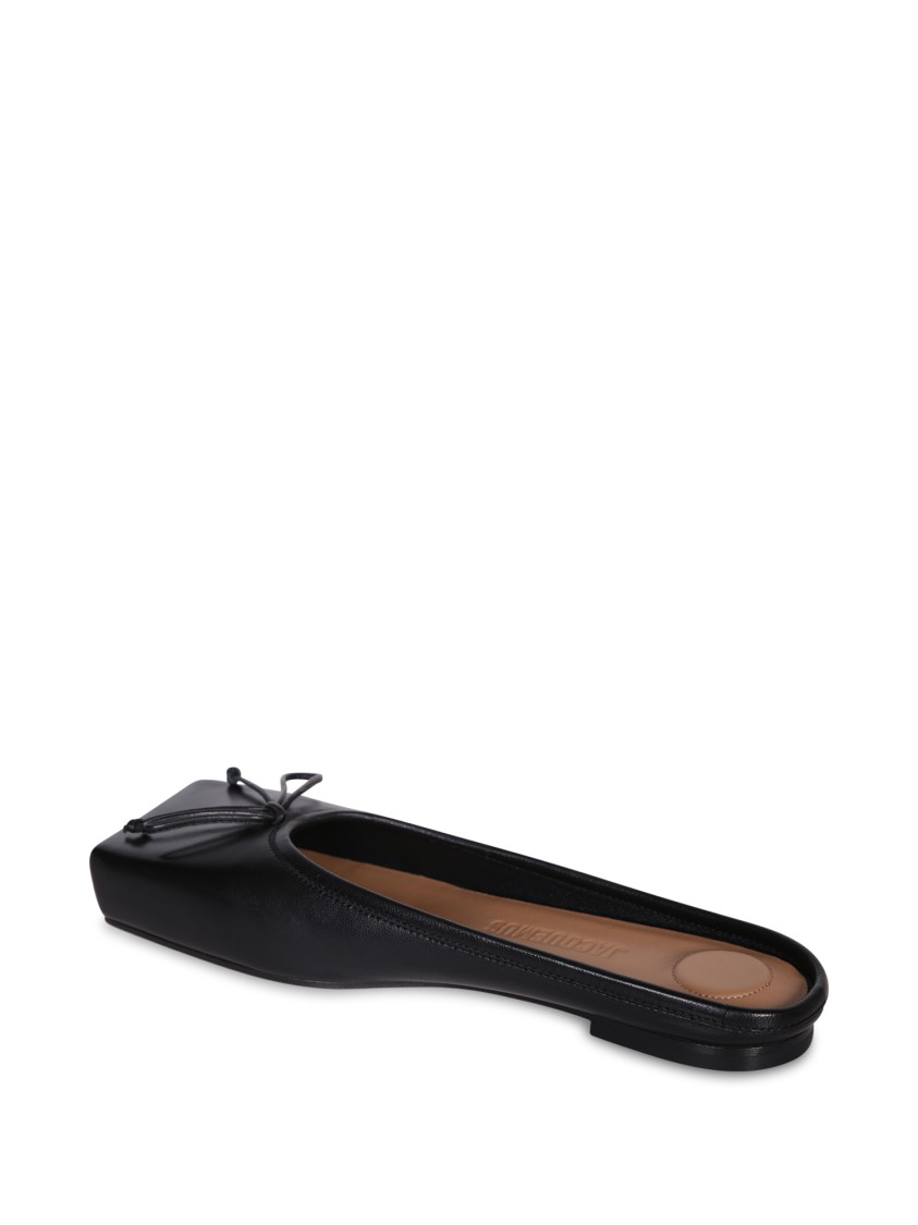 Jacquemus Les Mules Plates Leather Ballet Flat In Black