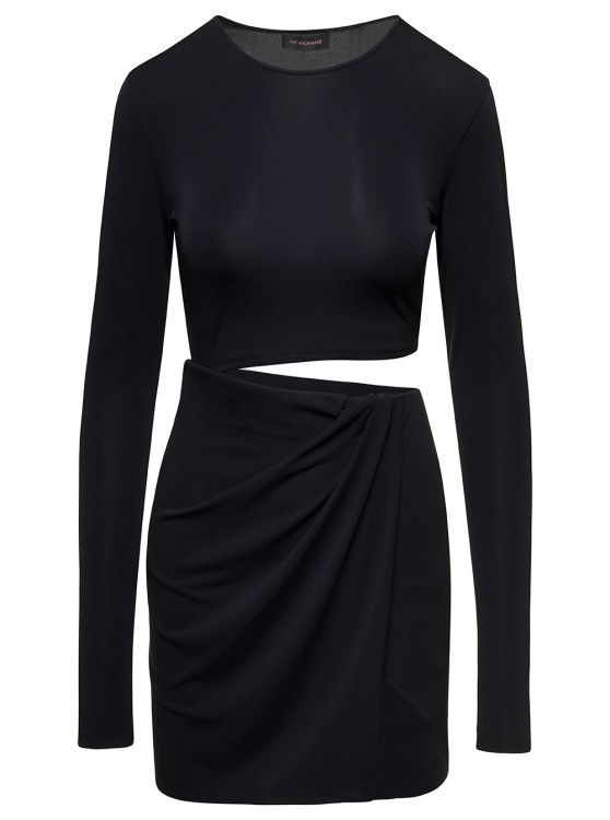 Andamane Black Asymmetric Cut-out Minidress In Polyester