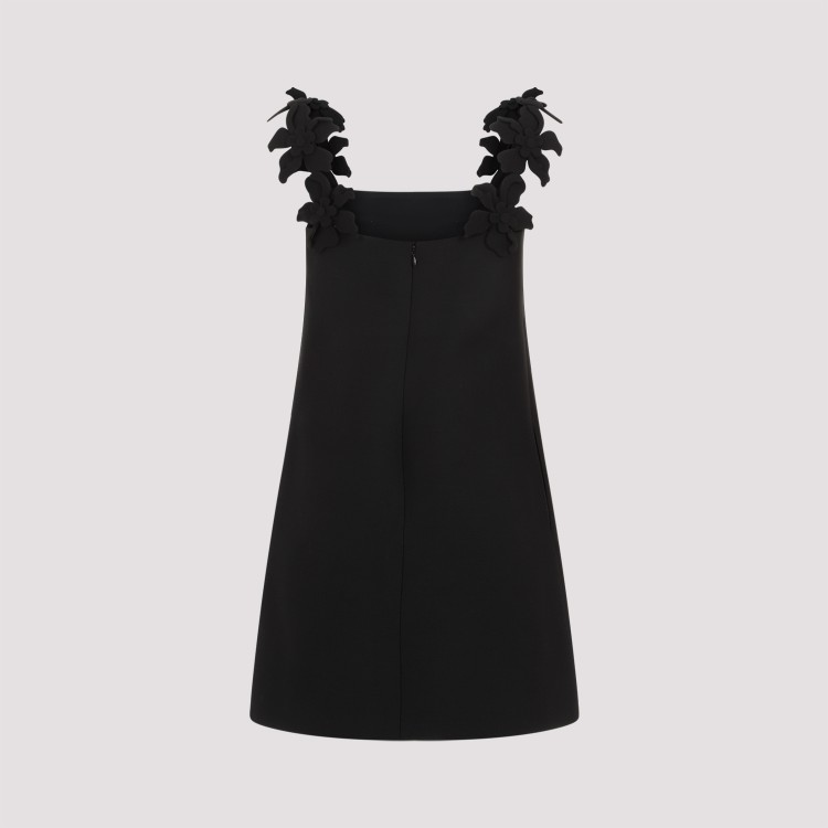 Shop Valentino Black Virgin Wool Embroidered Dress