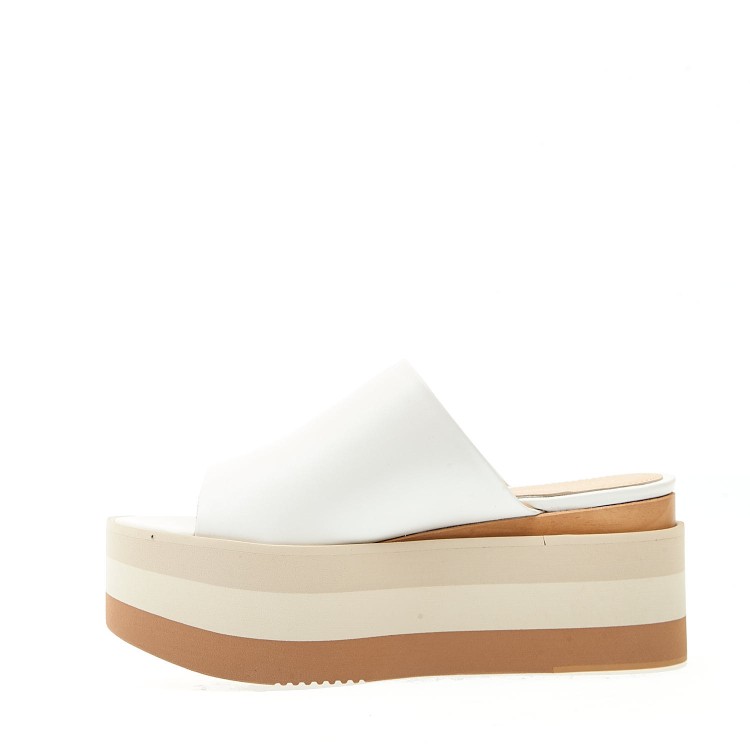 Shop Paloma Barceló Cream Leather Wedge Slipper In White