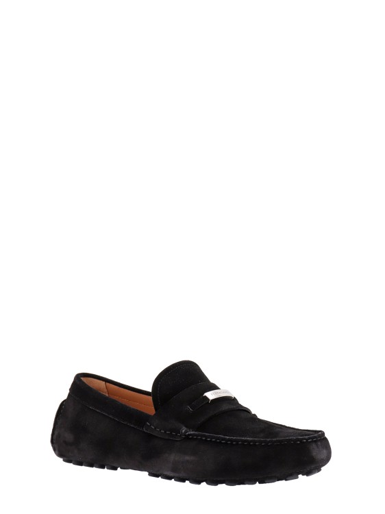Shop Ferragamo Suede Loafers With Metal Logo Detail In Black
