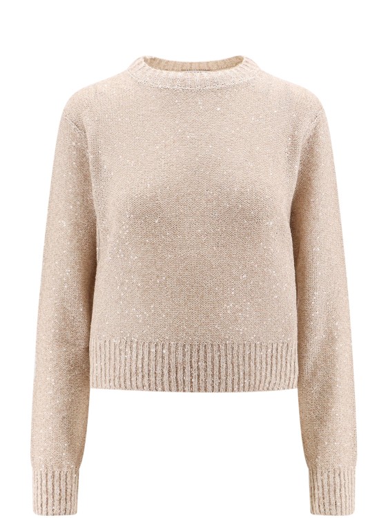 Shop Brunello Cucinelli Sweater With All-over Sequins In Neutrals